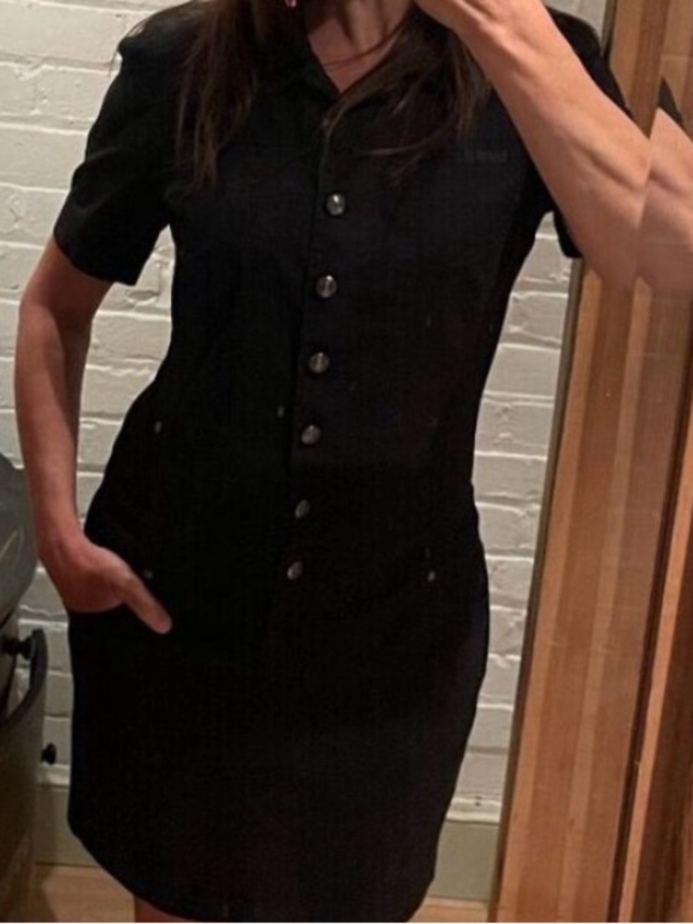 Black Armani Exchange Denim Military Dress Size 8